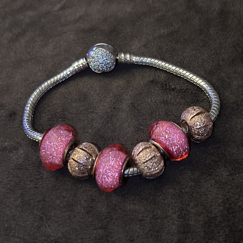 Pink and Gold charm bracelet